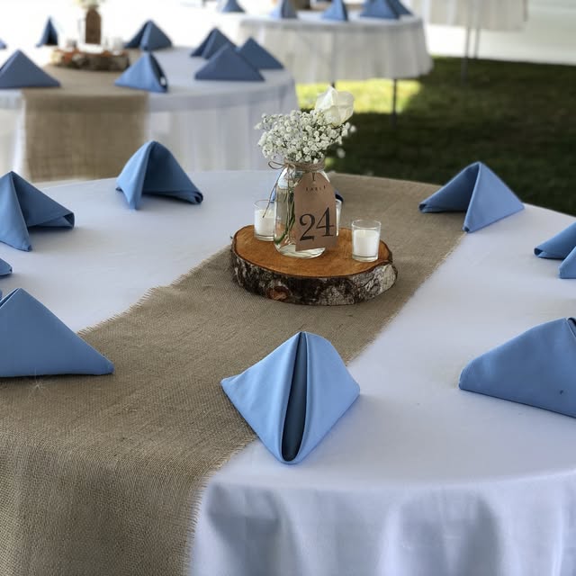 Tent reception with table settings