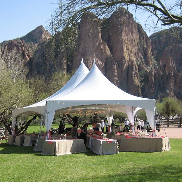 Frame tent reception with dining tables